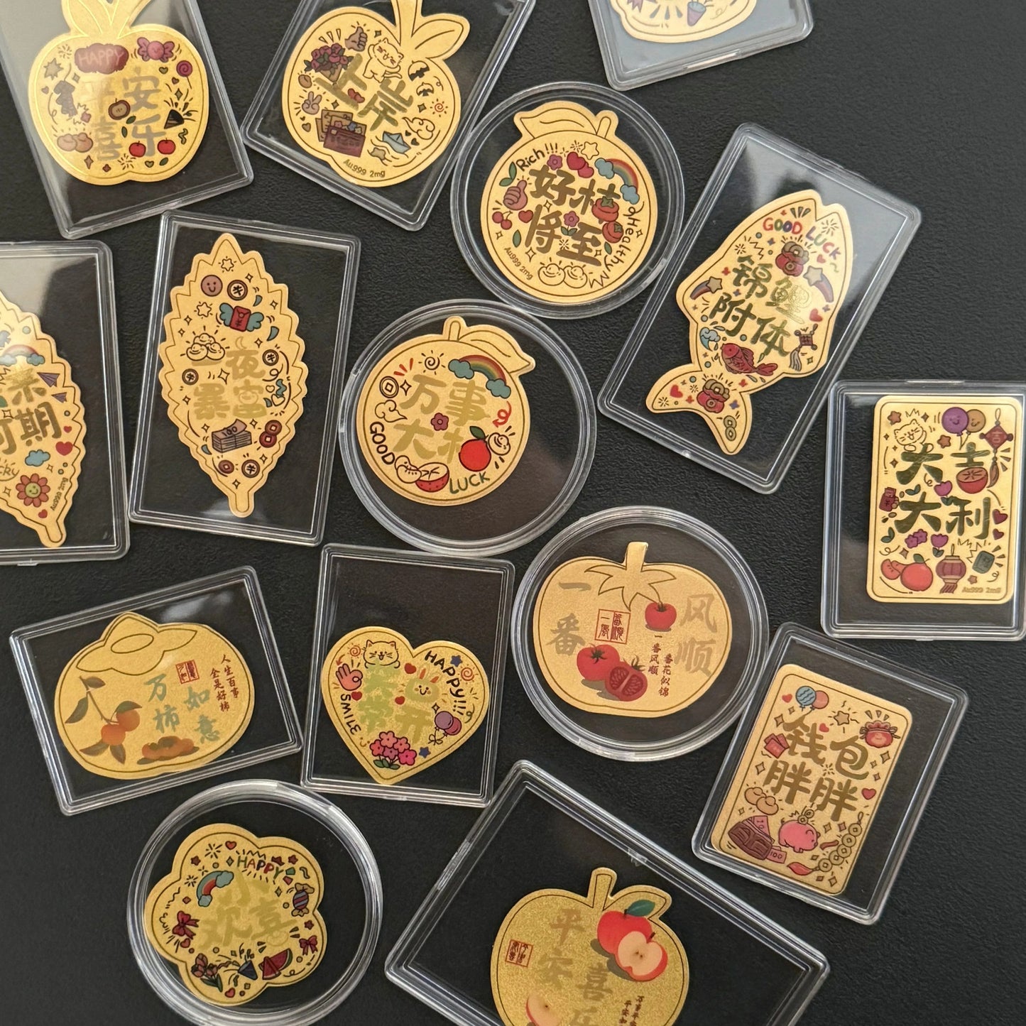 Gold phone sticker colorful small happiness