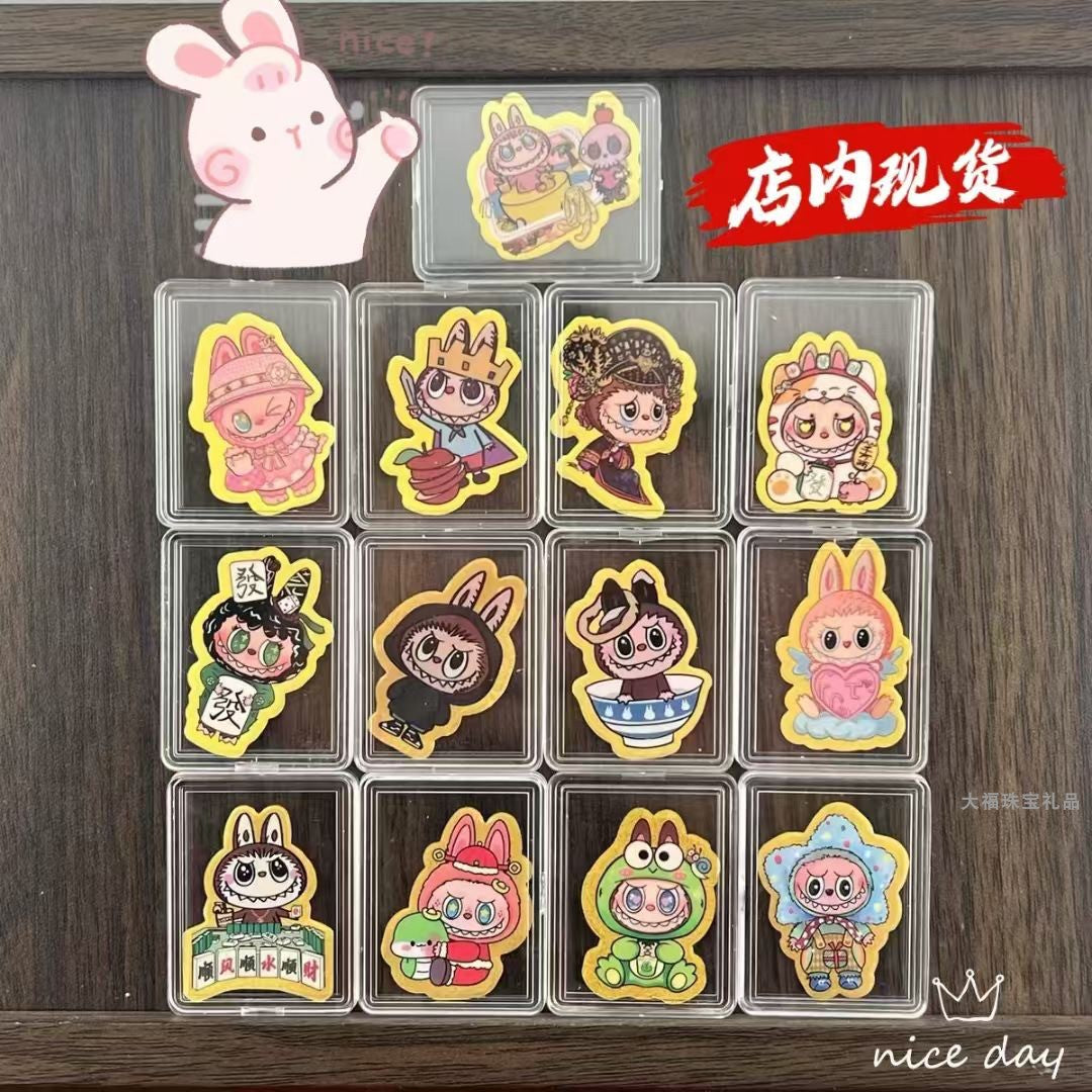 999 gold labubu labubu cartoon color gold mobile phone sticker 999 Halloween pumpkin