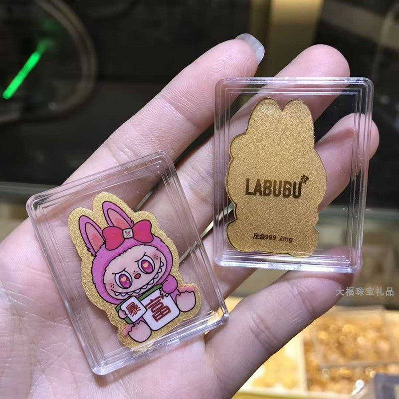 999 gold labubu labubu cartoon color gold mobile phone sticker 999 Halloween pumpkin