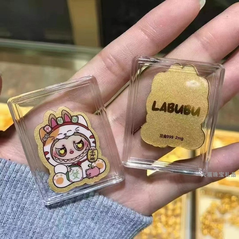 999 gold labubu labubu cartoon color gold mobile phone sticker 999 Halloween pumpkin
