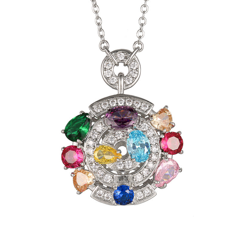 High-end style necklaces with colored cubic zirconia jewelry are suitable for women.