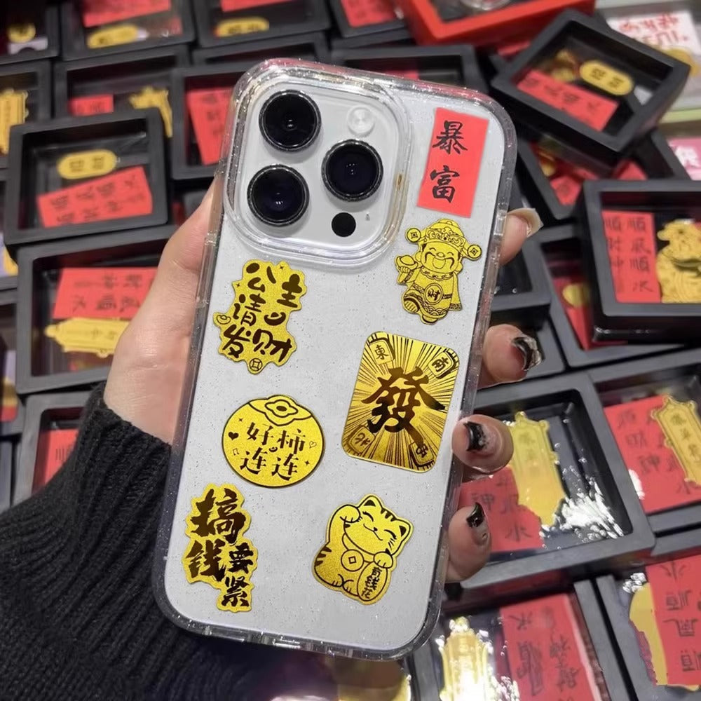 999 Pure Gold Cell Phone Sticker Gold Paper Gold Flakes Princess May You Be Rich