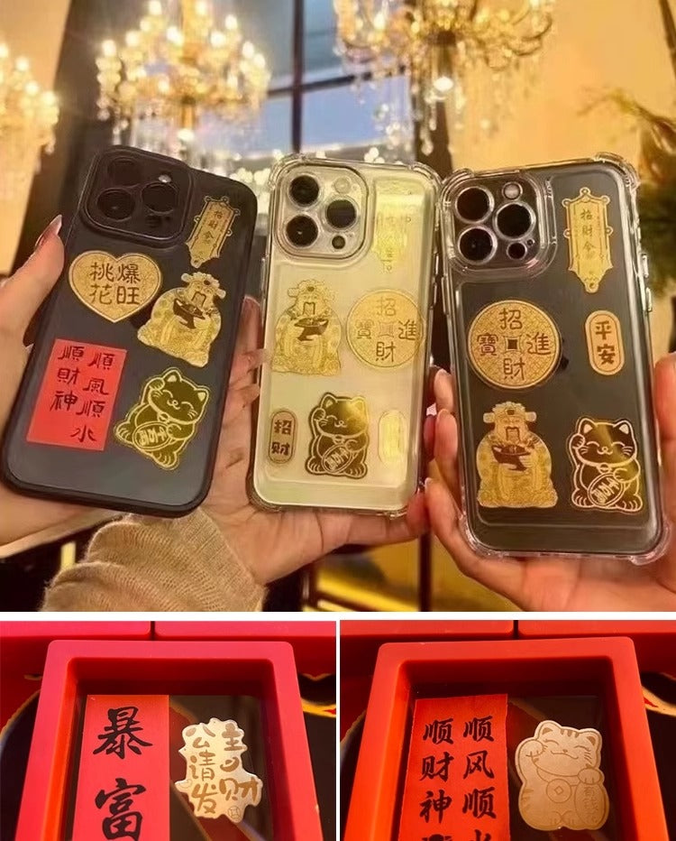 Golden mobile phone stickers for playing mahjong