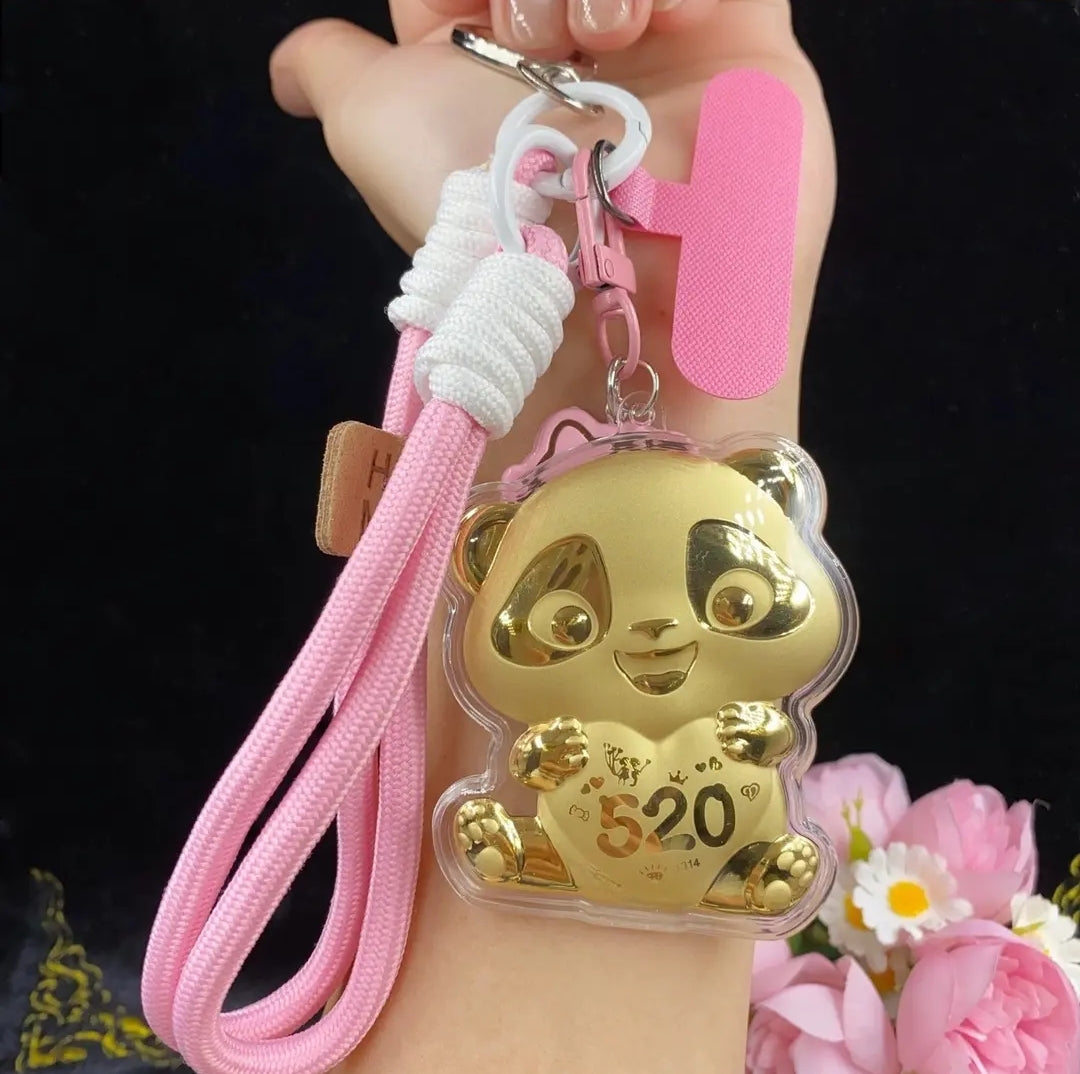 Hello Kitty KT pure gold mobile phone bag keychain pendant, a birthday gift for girls, a gift