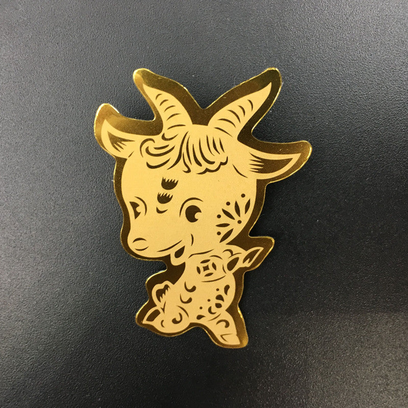 Gold phone sticker with the Chinese Zodiac Tige