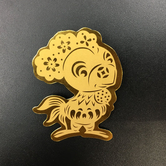 Gold phone sticker with Chinese Zodiac sign Rooster