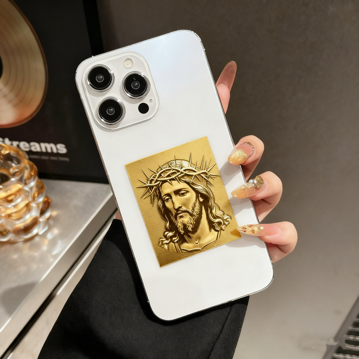 Gold phone sticker