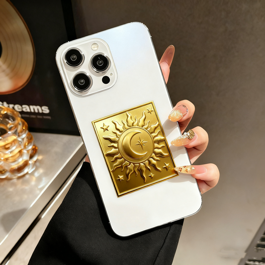 Gold mobile phone sticker with stars, moon and stars