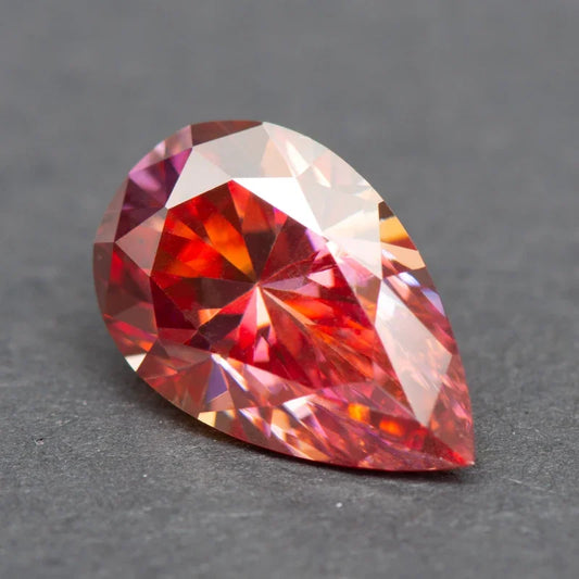 Moissanite Pear Cut Watermelon Red Colored Diy Charms Jewelry Making Materials Pass Diamond Tester with GRA Certificate