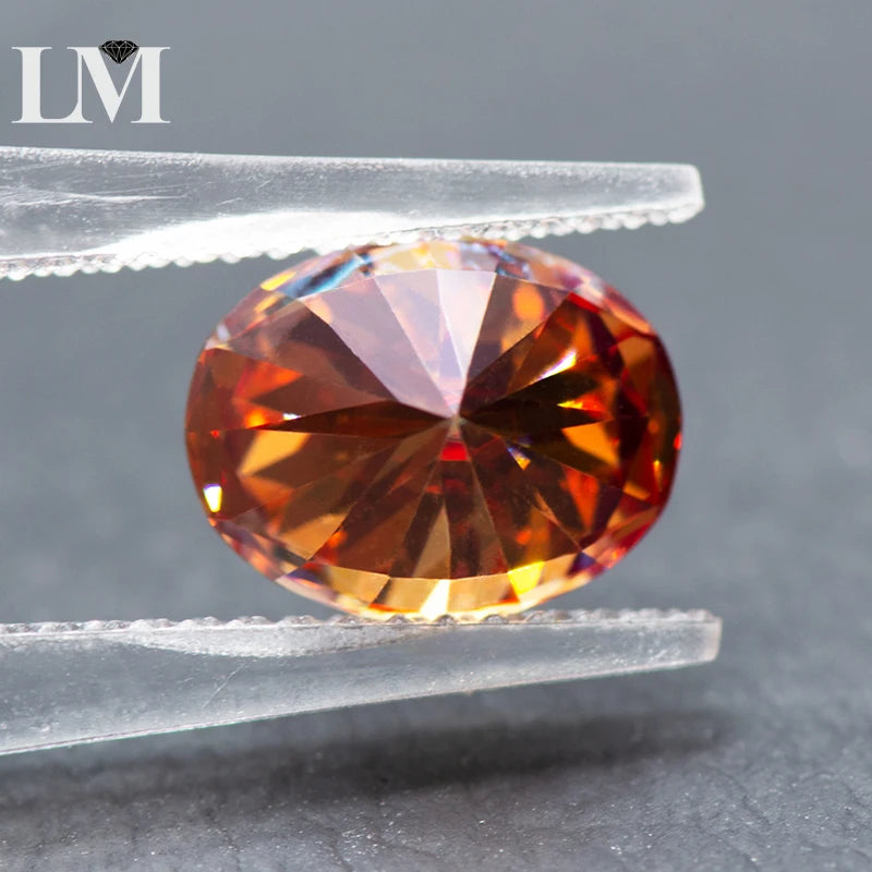Moissanite Stone Oval Cut Watermelon Red Color Lab Created Synthetic Diamond DIY Jewelry Making Materials with GRA Certificate