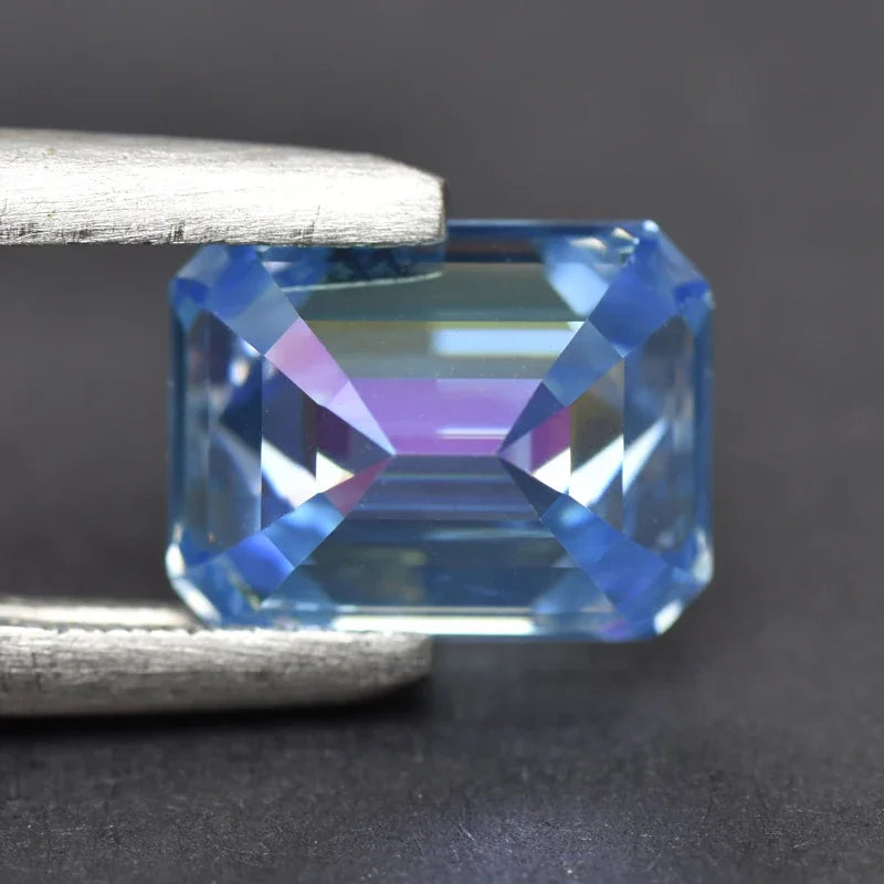 Moissanite Emerald Cut Ice Blue Color Gemstone Lab Grown Diamond Diy Charms Jewelry Making Materials with GRA Certificate