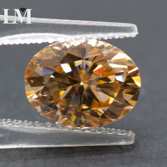 Moissanite Stone Champagne Color Oval Cut Synthetic Lab Created Gemstone Diamond Jewelry Making Materials with GRA Certificate