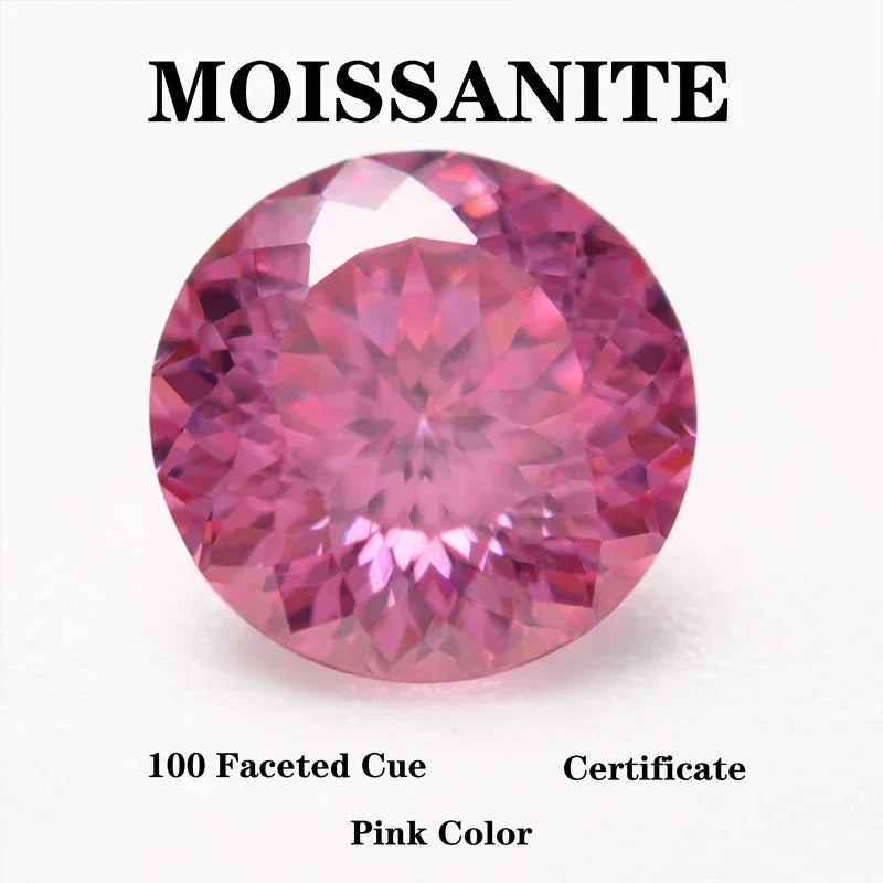 Wholesale Moissanite Stone 100 Faceted Cut Round Shape Pink Color DIY Charms Ring Necklace Earrings Main Materials with Certific