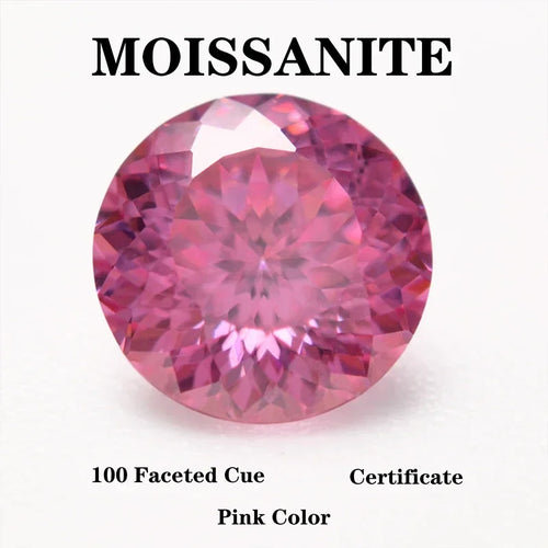 Moissanite Stone 100 Faceted Cut Round Shape Pink Color DIY Charms Ring Necklace Earrings Main Materials with Certificate