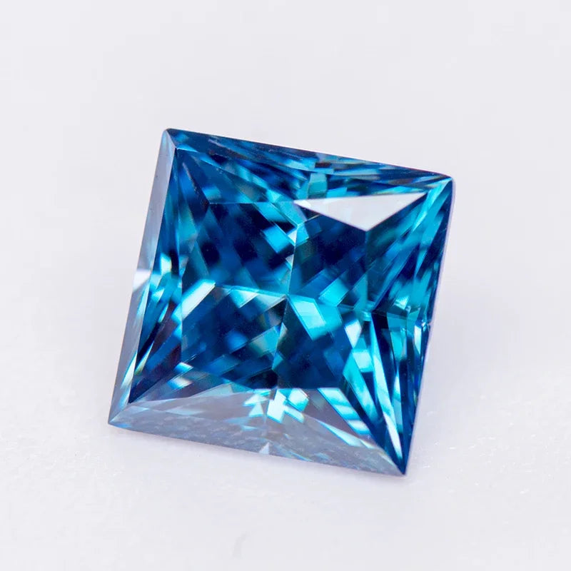Moissanite Gemstone Princess Cut Sapphire blue color Lab Grown Diamond Advanced Jewelry Making Materials with GRA Certificate