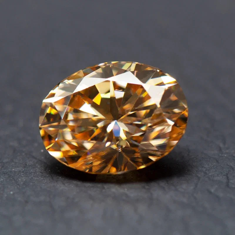 Moissanite Stone Champagne Color Oval Cut Synthetic Lab Created Gemstone Diamond Jewelry Making Materials with GRA Certificate