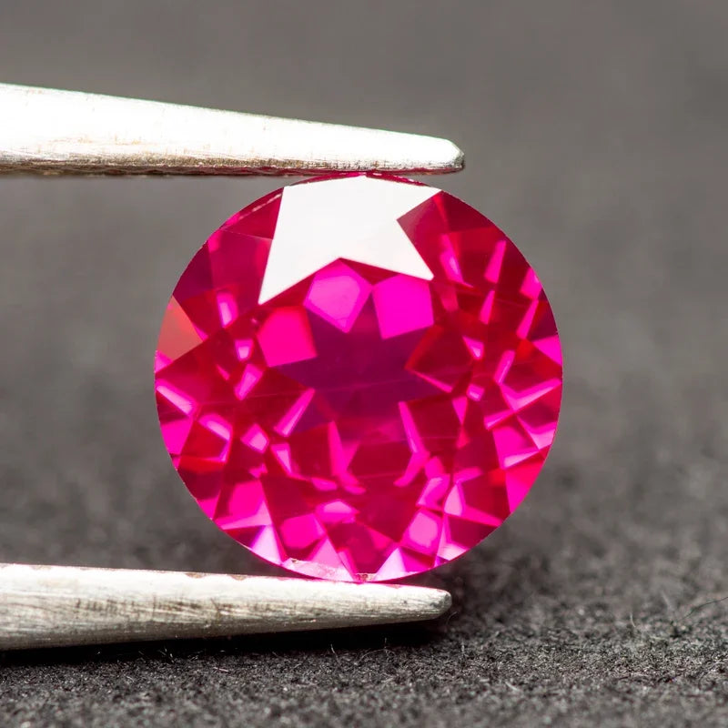 Lab Grown Ruby Round Shaped Rubbellite Color for Charms Jewel Making DIY Ring Necklace Earrings Main Materials Certificate