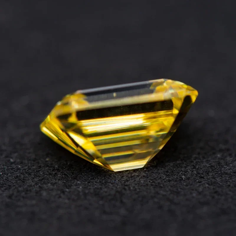 Moissanite  Lemon Yellow Color  Emerald Cut Gem Lab Grown Diamond   Charms DIY Ring Necklace Earrings Materials with GRA Report