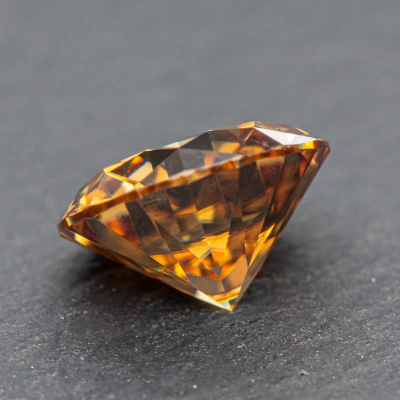 Moissanite Stone Round Cut Champagne Colored Lab Grown Diamond VVS1 Custom Jewelry Making Loose Gemstone with GRA Report