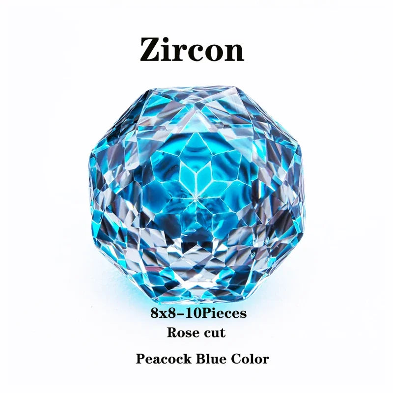 Wholesale Cubic Zirconia Rose Cut Peacock Blue Color DIY Ring Necklace Earrings Main Materials Charms Gemstone Factory Wholesale
