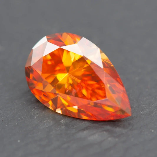 Moissanite Stone Pear Cut Orange Colored Lab Grown Gemstone DIY Charms Jewelry Materials Pass Diamond Tester with GRA Report