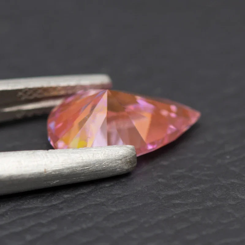 Moissanite Pear Cut Sakura Pink Colored Diy Charms Jewelry Making Materials Pass Diamond Tester with GRA Certificate