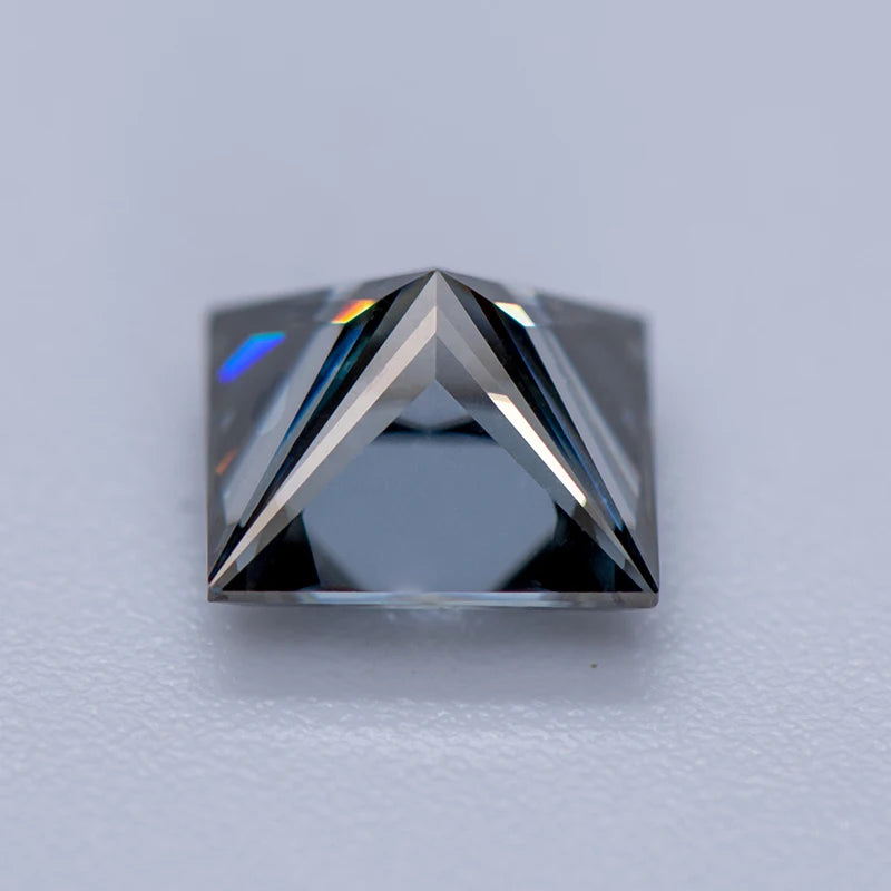 Moissanite Gemstone Princess Cut Gray color Lab Grown Diamond Advanced Jewelry Making Materials with GRA Certificate