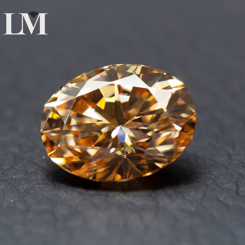 Moissanite Stone Champagne Color Oval Cut Synthetic Lab Created Gemstone Diamond Jewelry Making Materials with GRA Certificate