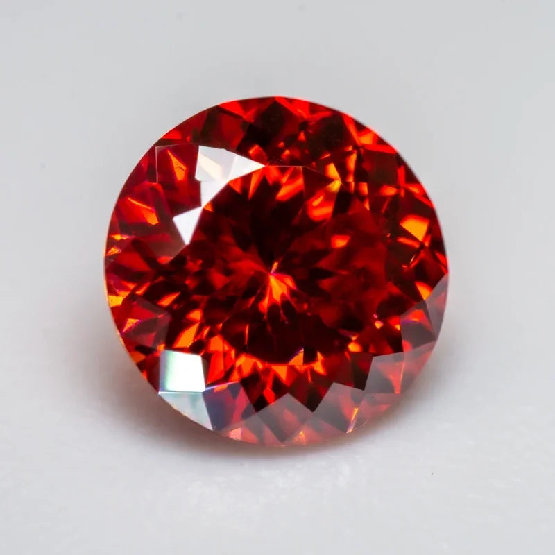 Wholesale Moissanite Stone Round Shape 100 Faceted Cut Garnet Color Charms Gemstone DIY Ring Necklace Earrings Main Materials wi