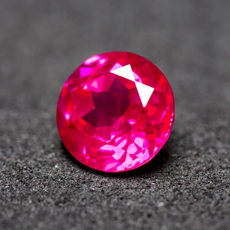 Lab Grown Ruby Round Shaped Rubbellite Color for Charms Jewel Making DIY Ring Necklace Earrings Main Materials Certificate