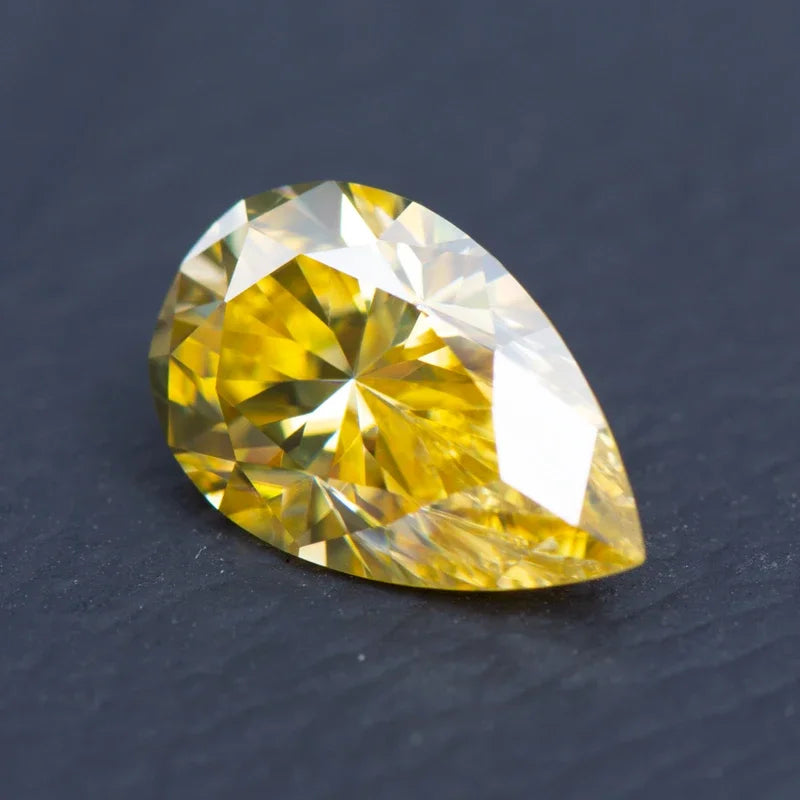 Moissanite Pear Cut Lemon Yellow Colored Pass Diamond Tester Diy Charms Advanced Jewelry Making Materials with GRA Report