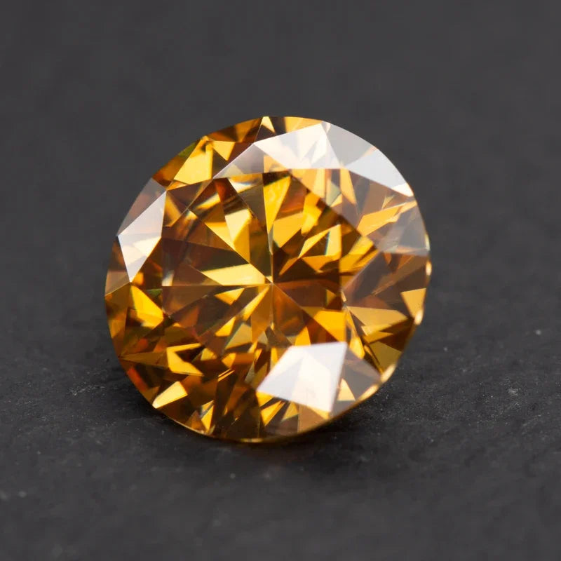 Moissanite Stone Round Cut Champagne Colored Lab Grown Diamond VVS1 Custom Jewelry Making Loose Gemstone with GRA Report