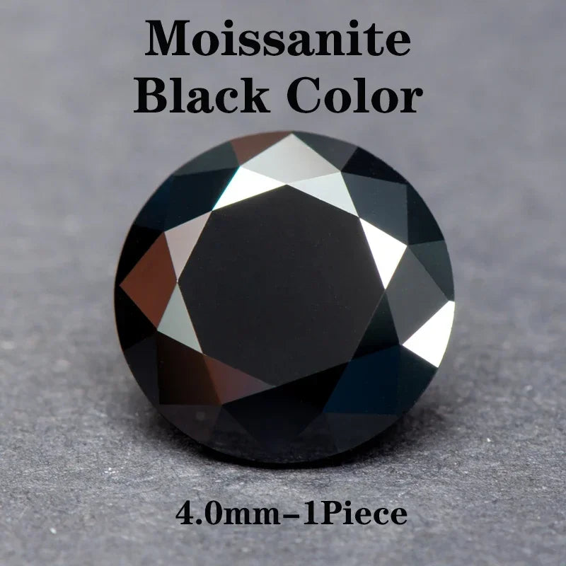 Wholesale Moissanite Stone Round Shape Primary Black Color DIY Charms Ring Necklace Earrings Main Materials Extremely Shiny Qual
