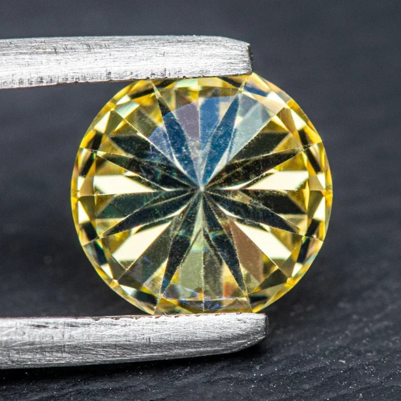 Moissanite Vivi Yellow Colored Round Cut VVS1 Pass Diamond Tester loose stone Jewelry Making Comes with GRA Certificate