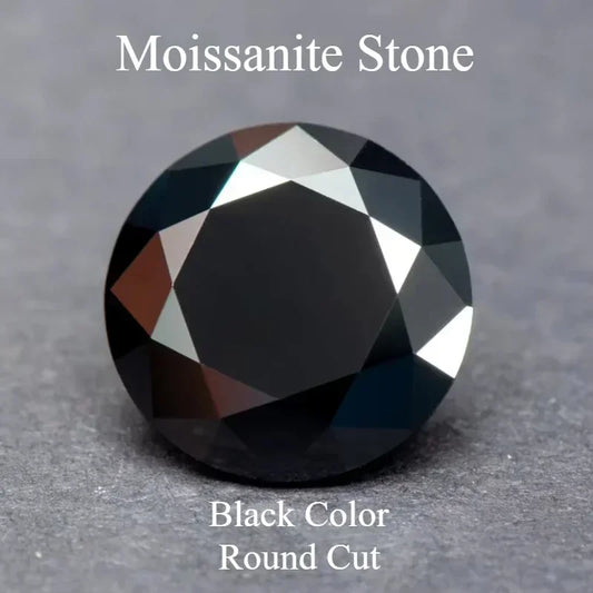 Moissanite Stone Black Color Round Cut VVS1 Charms Diamond With GRA Certified Pass Diamond Tester Making Jewelry Accessories
