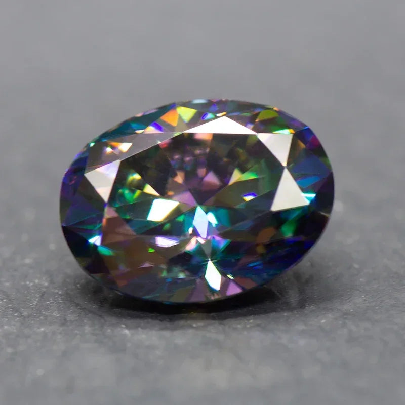 Moissanite Loose Diamond Rainbow Green Color Oval Cut Lab Grown Gemstone Jewelry Making Materials Comes with GRA Certificate