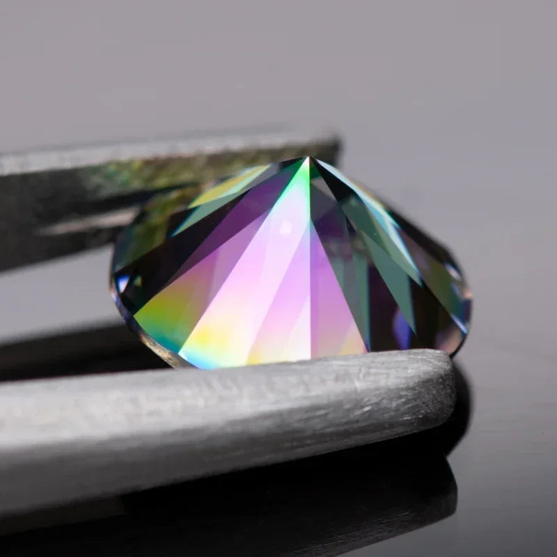 Moissanite Stone Round Cut Rainbow Green Loose Gemstone VVS1 Passed Diamond Tested Gemstone Comes with GRA Certificate