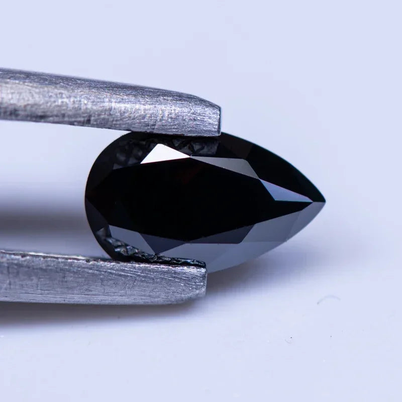Wholesale Moissanite Stone Pear Cut Black Color 13x18mm Size DIY Charms Ring Necklace Earrings Main Materials with Certificate W