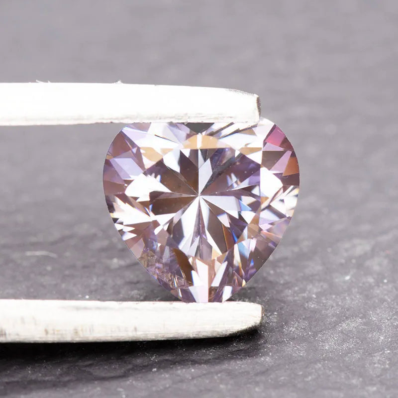 Moissanite Stone Light Purple Color Heart Shape Diy Jewelry Making Charms Advanced Jewelry Rings Earrings Making Certificate