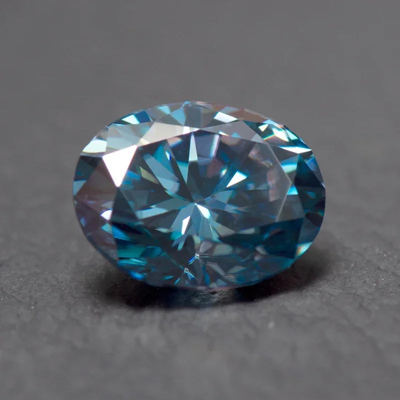Moissanite Loose Stone Sapphire Blue Oval Cut Synthetic Lab Grown Diamond Gemstone Jewelry Making Materials with GRA Certificate