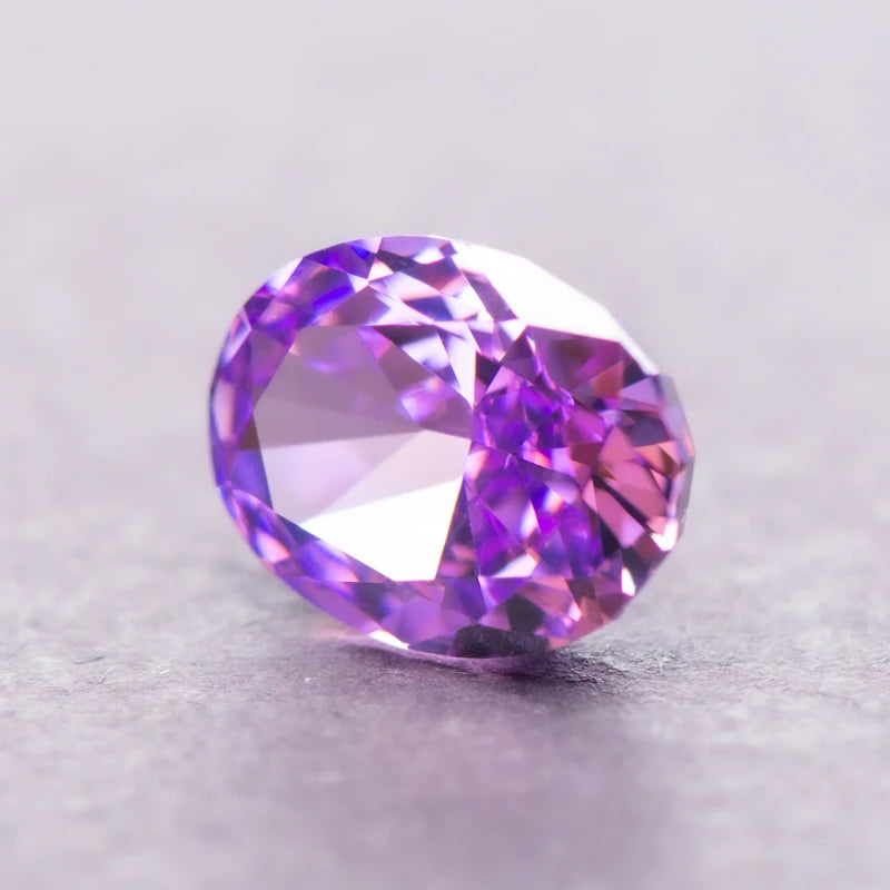 Cubic Zirconia Oval Shape Purple Color 4k Crushed Ice Cut 5A Grade Charm Beads for Jewelry Making Necklace Ring Main Materials