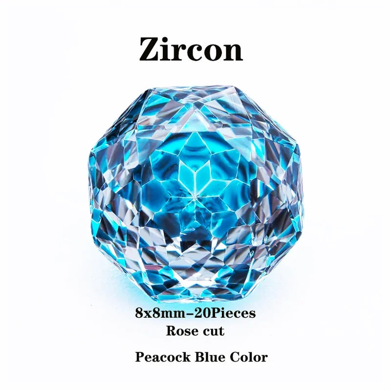 Wholesale Cubic Zirconia Rose Cut Peacock Blue Color DIY Ring Necklace Earrings Main Materials Charms Gemstone Factory Wholesale