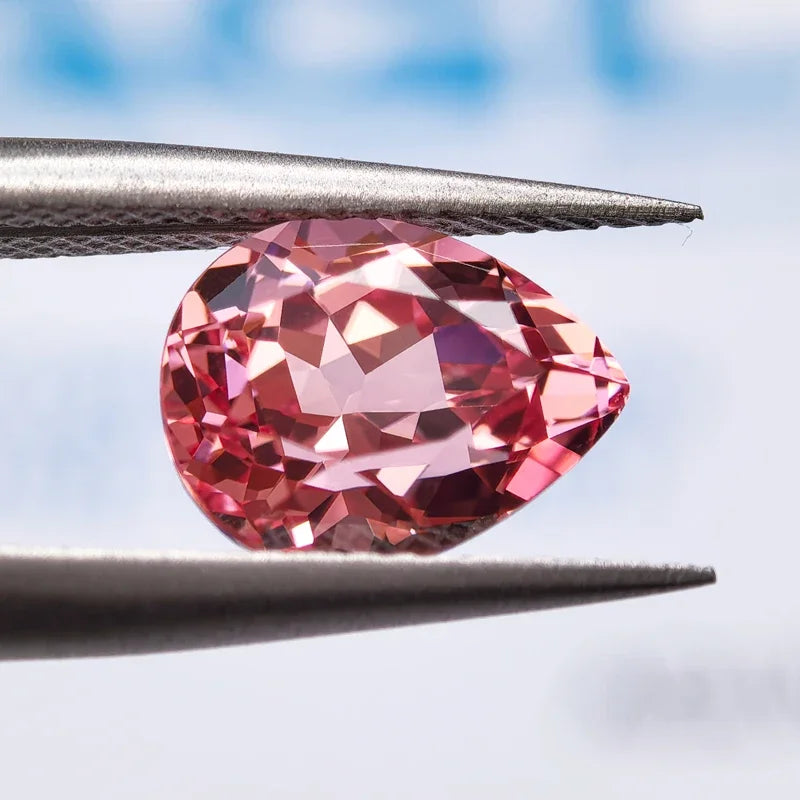 Lab Grown Sapphire Pear Shaped Red Lotus Extremely Shiny Quality DIY Ring Necklace Earrings Main Materials AGL Certificate