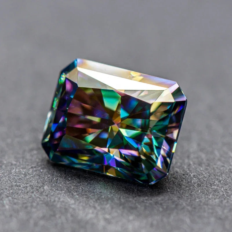 Moissanite Stone Radiant Cut Rainbow Green Color for Jewel Making DIY Ring Necklace Earrings Main Materials with GRA Certificate