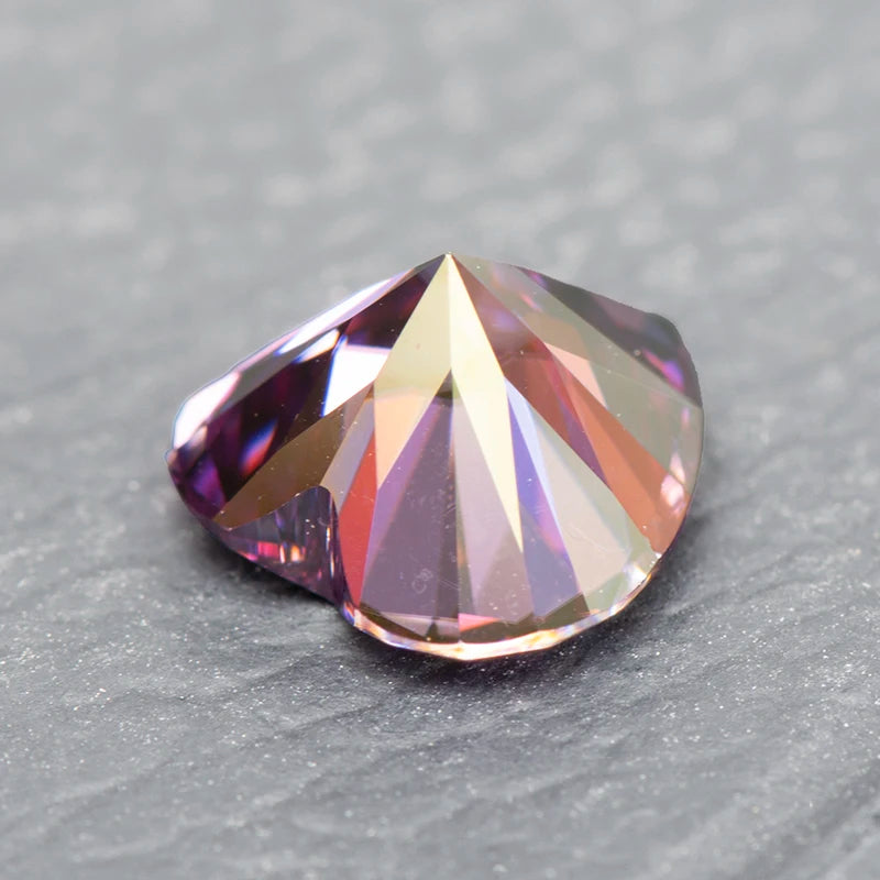 Moissanite Stone Imperial Purple Color Heart Shape Charms Gemstone DIY Advanced Jewelry Rings Earrings Making Certificate