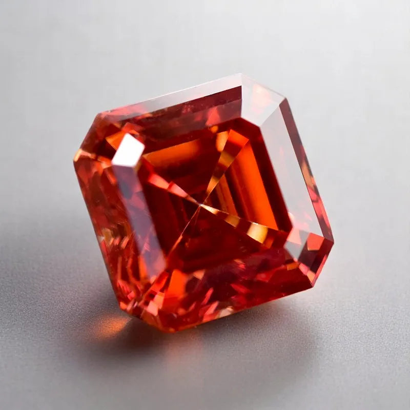 Wholesale Moissanite Stone Asscher Cut Garnet Red Color Charms for Jewelry Making DIY Ring Necklace Earrings Main Materials Cert