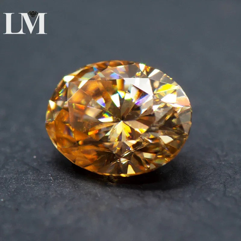 Moissanite Stone Champagne Color Oval Cut Synthetic Lab Created Gemstone Diamond Jewelry Making Materials with GRA Certificate