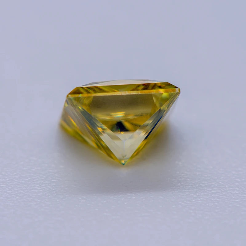 Moissanite Gemstone Princess Cut Lemon Yellow color Lab Grown Diamond Advanced Jewelry Making Materials with GRA Certificate