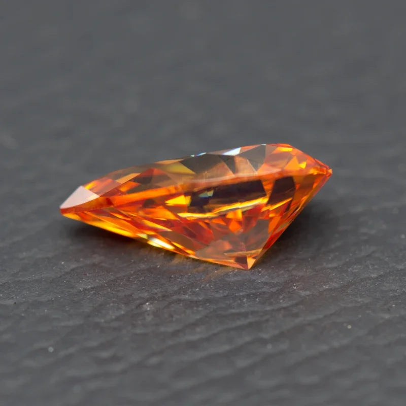 Moissanite Stone Pear Cut Orange Colored Lab Grown Gemstone DIY Charms Jewelry Materials Pass Diamond Tester with GRA Report