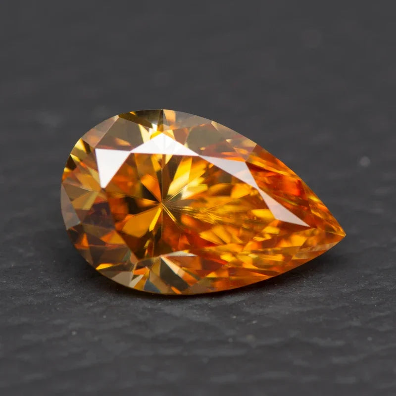 Moissanite Pear Cut Champagne Colored diy charms Jewelry Making Pass Diamond Tester with GRA Certificate Wholesale Price